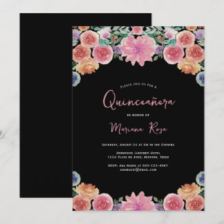 Floral Quinceanera Birthday Party Einladung