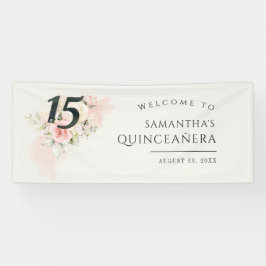 Floral Quinceanera Botanischer 15. Geburtstag Banner