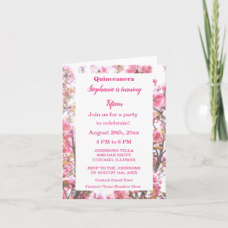 Floral Quinceanera Fünfzehnte Geburtstag Pink Cher Einladung