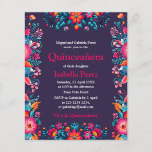 Floral Quinceanera Lila mexikanische Fiesta Geburt Flyer