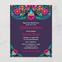 Floral Quinceanera Lila mexikanische Fiesta Geburt Flyer