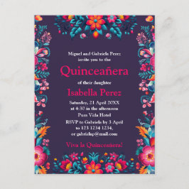 Floral Quinceanera Lila mexikanische Fiesta Geburt Postkarte