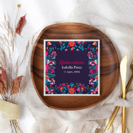 Floral Quinceanera Lila mexikanische Fiesta Geburt Serviette