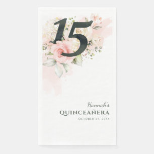 Floral Quinceanera Pink 15. Geburtstagsparty Serviette