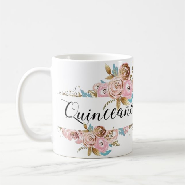 Floral Quinceañera Tasse elegant anpassen  (Links)
