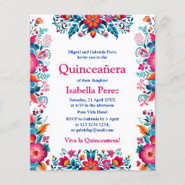 Floral Quinceanera Weiße mexikanische Fiesta Gebur Flyer