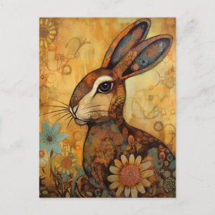 Floral Rabbit Postcard Postkarte