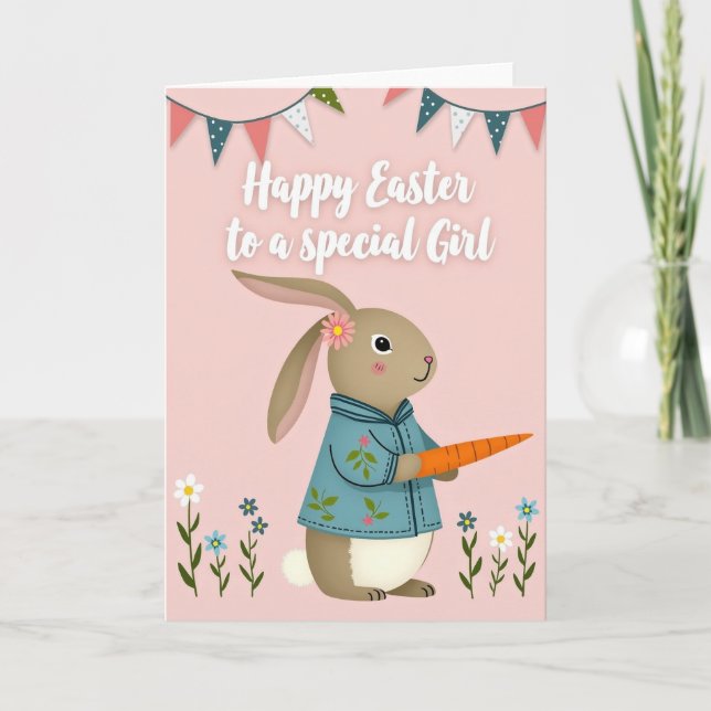 Floral Rabbit Springtime Season Card Karte (Vorderseite)