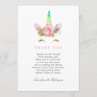 Floral Rainbow Unicorn Girl Baby Dusche Vielen Dan