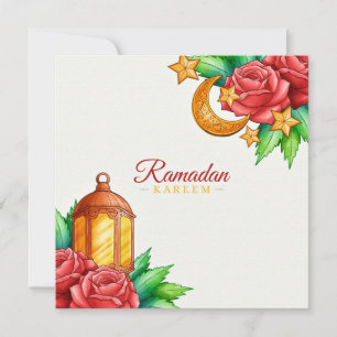 floral Ramadan Kareem Goldlauge und Laterne Feiertagskarte