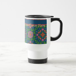 Floral Rangoli Deep Blue Travel Mug personalisiere Reisebecher