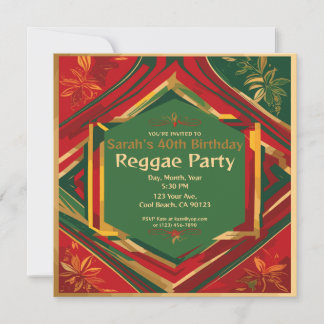 Floral Rasta Colors Anpassbares Reggae-Party Einladung
