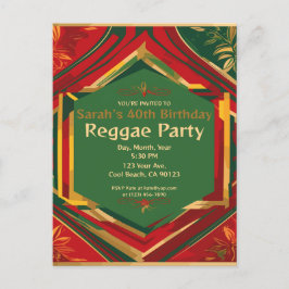 Floral Rasta Colors Anpassbares Reggae-Party Postkarte