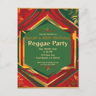 Floral Rasta Colors Anpassbares Reggae-Party Postkarte