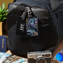Floral Raven Black Gepäckanhänger