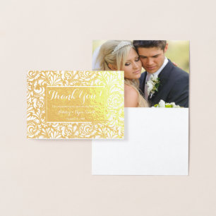 Floral Real Gold Foil Wedding Foto Vielen Dank Folienkarte
