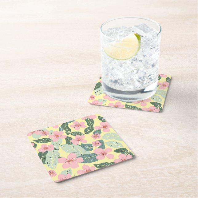 floral rechteckiger pappuntersetzer (Vor Ort)