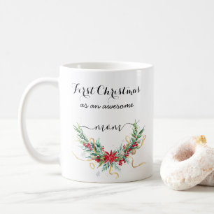 Floral Red Christmas Wreath Erste Weihnachten Kaffeetasse
