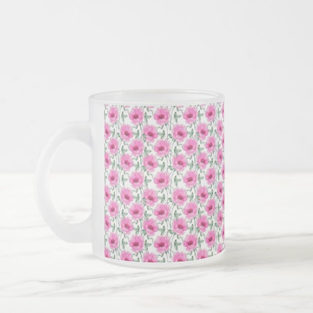 Floral Red Roses Pattern-5550 Mattglastasse (Links)