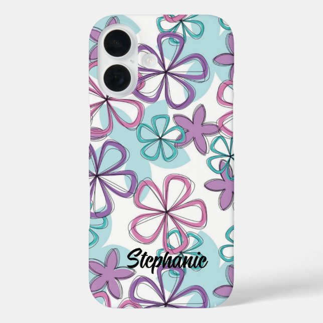 Floral Remix - Retro-Blume mit spielenden Konturen Case-Mate iPhone Hülle (Rückseite)
