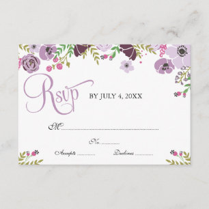 Floral Response Card  Lila RSVP Karte