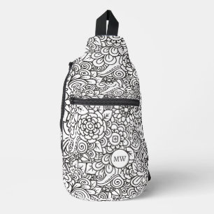 Floral Retro Doodle Crossbody Bag
