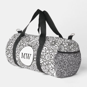 Floral Retro Doodle Duffle Bag