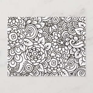 Floral Retro Doodle Postkarte