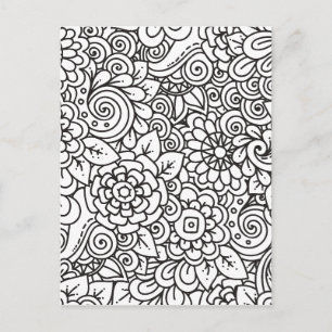 Floral Retro Doodle Postkarte