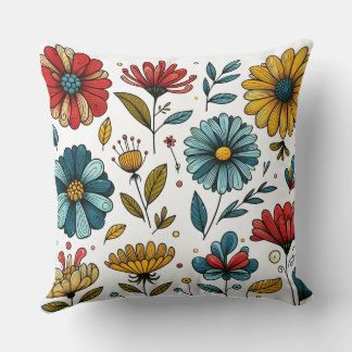 Floral Retro Folk Art Kissen