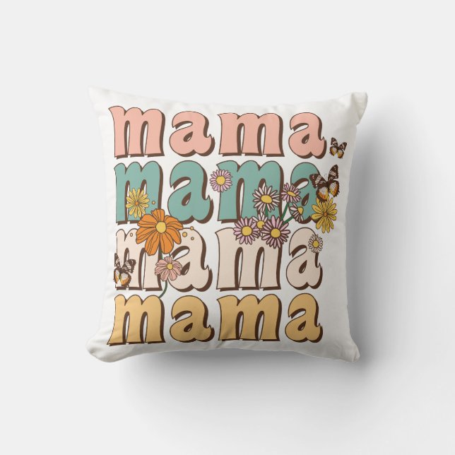 Floral Retro Mama Kissen (Vorderseite)