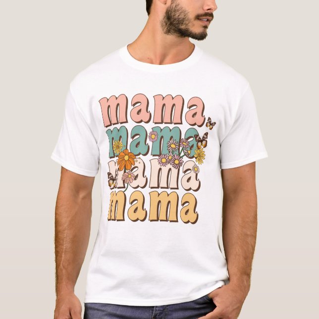 Floral Retro Mama T-Shirt (Vorderseite)