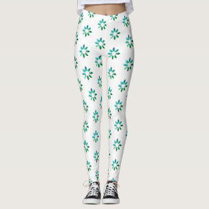 Floral Retro Muster grün Weiß Leggings