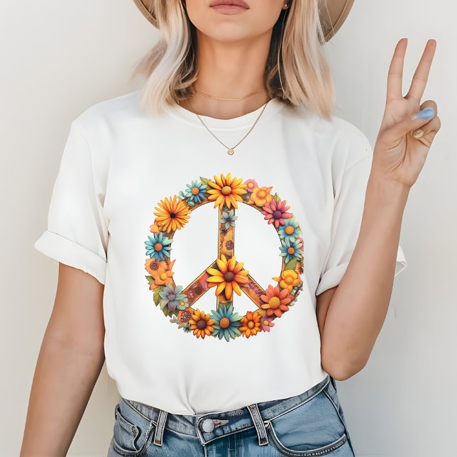 Floral Retro Peace Sign T-Shirt (Von Creator hochgeladen)