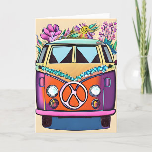 Floral Retro Van der 1970er Groovy Birthday Karte