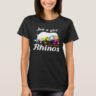 Floral Rhino Silhouette Nur ein Mädchen, das Liebe T-Shirt