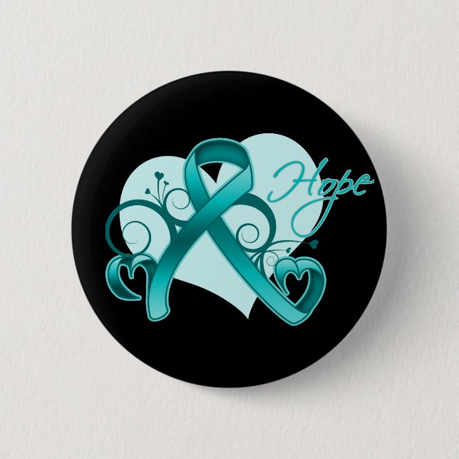 Floral Ribbon Hope - Aquamarines Band Button (Vorderseite)