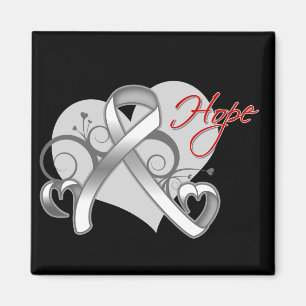 Floral Ribbon Hope - Lungenkrebs Magnet