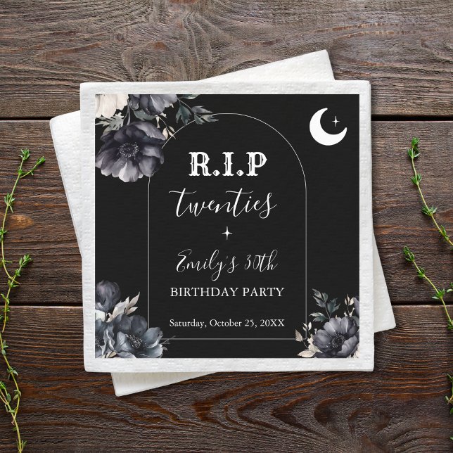 Floral RIP Twenties 30th Birthday Paper Napkin Serviette (Von Creator hochgeladen)