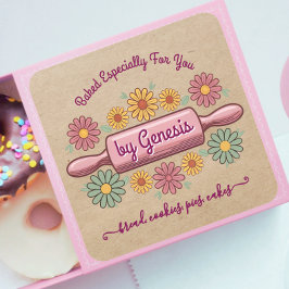 Floral rollendes Button gebacken von YOU Gift Tags Quadratischer Aufkleber
