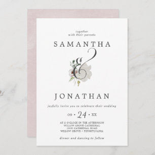 Floral Romance Ampersand Hochzeit Einladung