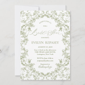 Floral Romance Chinoiserie Eucalyptu Brautparty Einladung