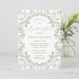 Floral Romance Chinoiserie Sage Brautparty Einladung