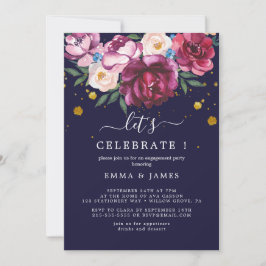 Floral Romance | Graue "Let's Celebrate"-Einladung Einladung