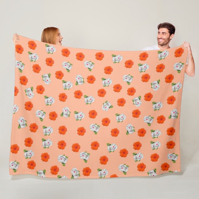 Floral Romance (pfirsichfarbener Hintergrund) Fleecedecke (Beispiel)
