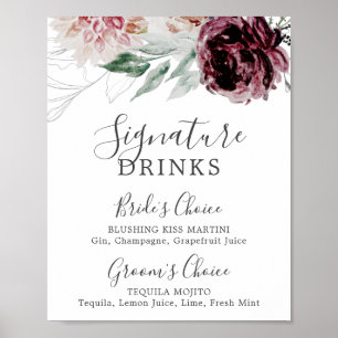 Floral Romance Signature Drinks unterzeichnen Poster