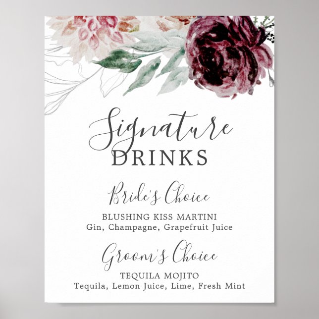 Floral Romance Signature Drinks unterzeichnen Poster (Vorne)