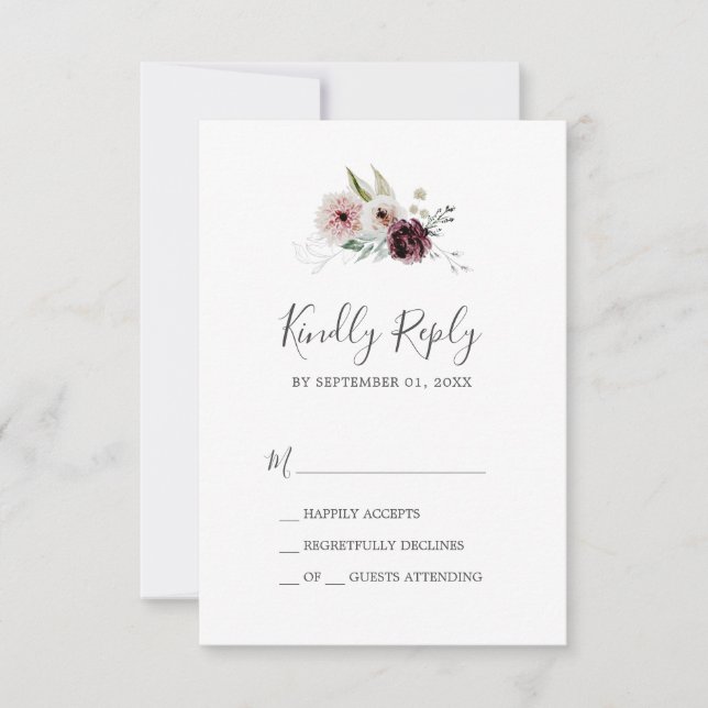 Floral Romance Simple RSVP Card Karte (Vorderseite)