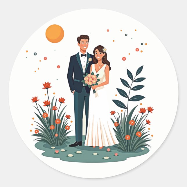 Floral Romance Wedding Stickers (Vorderseite)