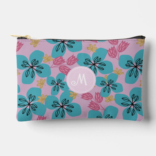 Floral romantische monogramm rosa hübsche Schnitt  Zubehörtasche (Vorderseite)
